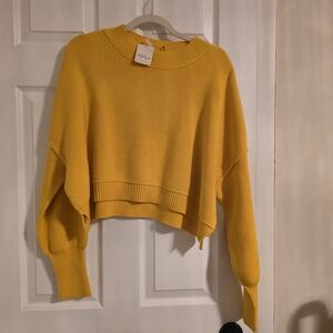 Free People Sunny Yellow Crew Neck Sweater